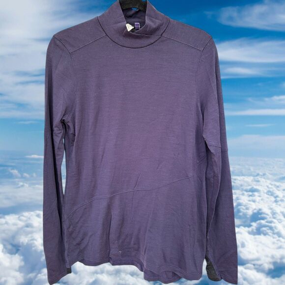 Ibex Womens Mock Neck Merino Wool Long Sleeve Size Large Purple - Picture 1 of 7